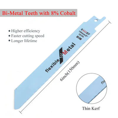 6 pouces de coupe de métal à lame de scie réciproque ensemble de lames de scie bi-métalliques pour tuyaux métalliques, tôles métalliques, barres 18TPI