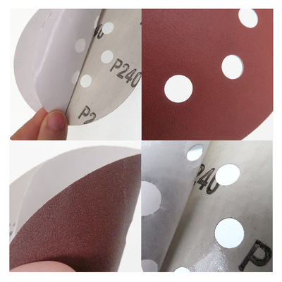 5 pouces PSA Sander Sandpaper Red Aluminum Oxide orbital auto-adhésif pour le ponçage de polissage