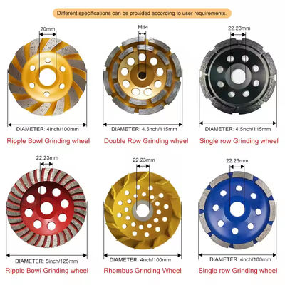 4 pouces de diamants de meulage de plaque de disque roue pour le broyeur de dressing dans M14 ou 5/8 "-11 fil