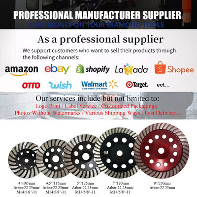 Poussière abrasive de meules de diamant de tasse du diamètre 125mm Turbo # 60/80 pour la pierre ou le béton