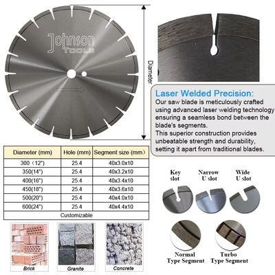 10" laser a soudé Diamond Blade With Hexagon Hole concret
