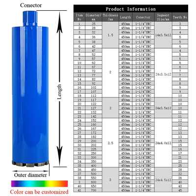 Outils de perçage OD32-350mm Bits de perçage au noyau diamanté pour la maçonnerie et le béton