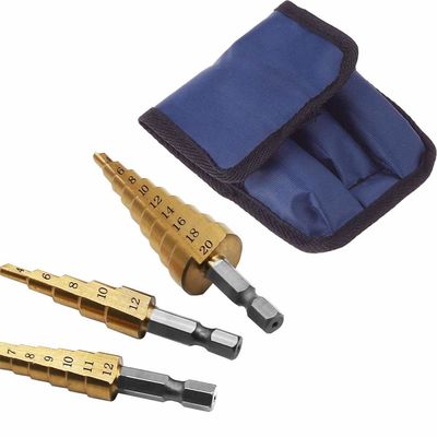 peu de perceuse enduit titanique de noyau d'étape de 3pcs Hss4241 réglé pour le perçage en métal