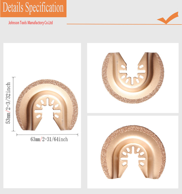 carbure Diamond Multi-Tool Oscillating Saw Blade de cercle de 63mm semi pour la maçonnerie, le coulis, la tuile et la cloison sèche